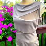 Gorgeous Draped Layer Sexy Sheer Cutout Tank Top. Tan Photo 3