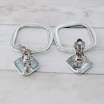 Vintage Clip On Earrings Extra Large Teal Dangle Retro Statement Light Weight Photo 4