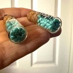 Glass jar blue bead happy earrings Photo 4