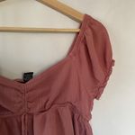 Rue 21 pink cropped top summer rayon dusty rose frilled puffed sleeve size large Photo 1