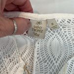 St Tropez West szM white lacy flowy boho cold shoulder cover up front tie EUC Size M Photo 2