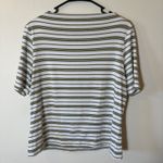 Joie Striped Boat Neck Tee Top White Olive Green XL/TG Short Sleeve Photo 5