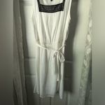Talbots  Cotton White boho embroidered square neck Midi Dress Sundress SZ 14 Belt Photo 3