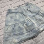 Sea NY Bleached Denim Daryl Mini Skirt Size S Tiered Elastic Waist Pockets Blue Photo 2