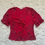 Madewell Blouse Daylight Top in Windswept Floral Americana Floral Cranberry 2 Photo 2