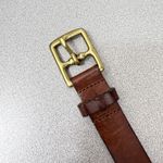 J Crew Leather Belt Womens Small Brown Brass Buckle Preppy Distressed Casual 1" Photo 1