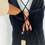 DO+BE  Black Stretch Velvet Strappy Lace Up Deep V-Neck Sleeveless‎ Jumpsuit S Photo 6