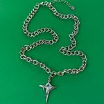 CZ Star Pendant Necklace for Men Women Streetwear Unisex Punk Hip Hop Necklace Silver Photo 3