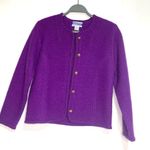 Pendleton Vintage Wool Button Cardigan Sweater Purple Embroidered Floral SP Photo 6