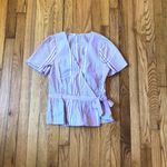 Madewell  NWOT Women's Ruffle-Hem Wrap Top in Stripe Mix Deep Crimson Size XS Photo 2