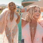 For Love & Lemons Beckett Lace Sheer Butterfly Sequin Bodysuit Maxi Dress Pink Photo 1