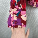 Free People  Pink Floral Ariana Smocked Puff Long Sleeve Top‎ Photo 3