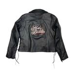 Harley Davidson First Classic Leather Gear Womens Moto Biker Jacket Size L Patch Photo 2