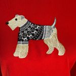 Talbots  Petite PS red long sleeve winter Terrier dog pullover t-shirt Photo 5