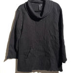 Focus Black Waffle Knit Cowl Neck Sweatshirt Top Kangaroo Pocket Lounge Beach M Size M Photo 0