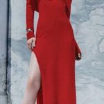 Alice + Olivia Coretta Off-the-Shoulder Long Sleeve Maxi Dress in Red, NWT, Size L Photo 2