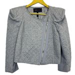 BCBG Maxazria Womens Crop Quilted Moto Jacket Size M Gray Flynn Biker Grunge Y2K Photo 0