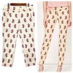 Loft  Womens 6 Marisa Ankle Casual Pants‎ Trouser Cream Maroon Paisley Preppy Photo 1