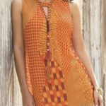 Soft Surroundings Orange Animal Geo Print Tassel Sleeveless Tunic Size Small Photo 0