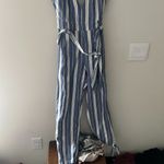 Tularosa Reese Sleeveless Plunging Neckline Open Back Striped Jumpsuit Size XS Photo 1