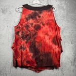 Dress Barn  Blouse XL Tiered Ruffle Tie Dye Swirl Tank Top Brown Orange Rust Flowy Photo 2