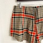 Free People  Womens Shorts Orange Black Plaid Mayfair Pleated Zip Front Size 10 Photo 5