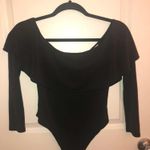 Tobi Black Off The Shoulder Bodysuit w/ Lace Up Back Photo 1