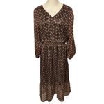 Talbots Fit & Flare Midi Dress Dainty Medallion Size 16P Sheer Ruffle Hem NWT Photo 2