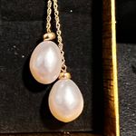 14K Gold Diamond & Pearl Lariet Necklace Photo 1