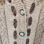 Vintage Jantzen Granny Sweater‎ Vest Womens L Tan Cable Knit Embroidered Floral Brown Size L Photo 3
