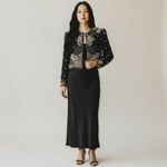 Vintage Night Vogue Black Beaded Embellished Cropped Silk Jacket Size Medium Photo 10