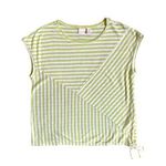 Chico's  Linen Womens Size XL Lime Green and White Striped Tee Beach Photo 0