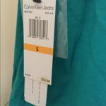 Calvin Klein Jeans Calvin Klein green embellished sleeveless top cotton size small v-neck blouse Photo 2