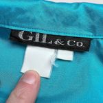 Vintage Gil & Co Blue Satin Button Up Blouse Long Sleeve Size Small Photo 1