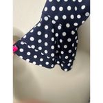 Venus  Jumpsuit Women Small Navy Blue White Polka Dot Belt Retro Classic Wide Leg Photo 2