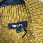 DKNY Sweater Size Extra Small Cold Shoulder Buckle Belt Chartreuse Knit Fall Photo 2