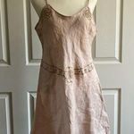 Handmade Linen  Floral Beads Embroidery Aprox L Photo 1