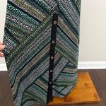 Susan Graver Dress Maxi Slinky Stretch Travel Buttons Geometric Dots Black Green Photo 2