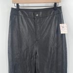 Free People  Faux Leather Pants Size 10 Sasha Cropped Crop Black Vegan Flare NWT Photo 7