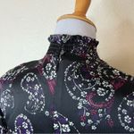 Loft  Black Paisley floral satin Long Sleeve mini Dress NEW 2 petite Photo 7