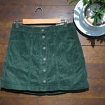 American Eagle  Outfitters dark green corduroy button-front mini skirt Photo 5