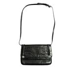 Brighton Black Crocodile-Embossed and Braided Leather Accents Crossbody Photo 1