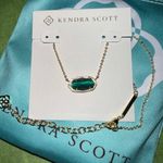 Kendra Scott Elisa Green Cats Eye Pendant Necklace in Gold, NWOT Photo 0