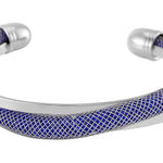 Sparkly Blue Austrian Crystal Infinity Cuff Bracelet (7.00 In) in Silvertone Silver Photo 0