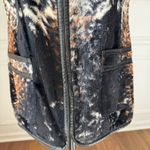 Vintage 70s Carnaby Faux Brindle Fur Longline Zip Vest M L Black Size M Photo 3
