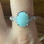 Natural Larimar Moissanite Sterling Silver Ring Size 10 Photo 0