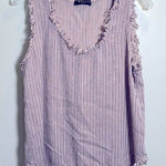 Maven West  Striped Frayed‎ Fringe Tank Top Camisole Women's Small Pink Black Photo 0