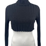 ZARA  Women's Black Ribbed Knit Turtleneck Long Sleeve Crop Sweater Top Size S Photo 0