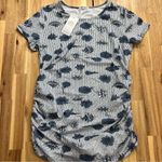 Bearsland Maternity Top Blue Floral Striped Short Sleeve L Gray Size L Photo 0