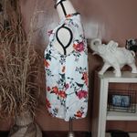 Old Navy  Size Xs White Pink Red Floral Blouse Top Sheer Frill Rouched Stretchy Photo 7